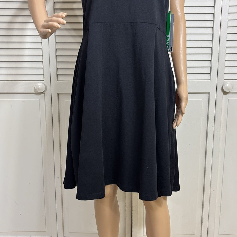 NWT Pact Black Sleeveless A-Line Knee Length Dress Fit & Flare Organic Cotton XL - Picture 3 of 12
